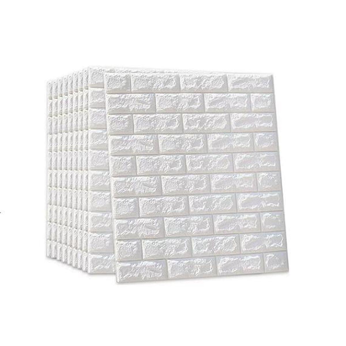 GENERICO - Pack de 10 Láminas de Papel Mural 3D Ladrillo Blanco 77x70cm