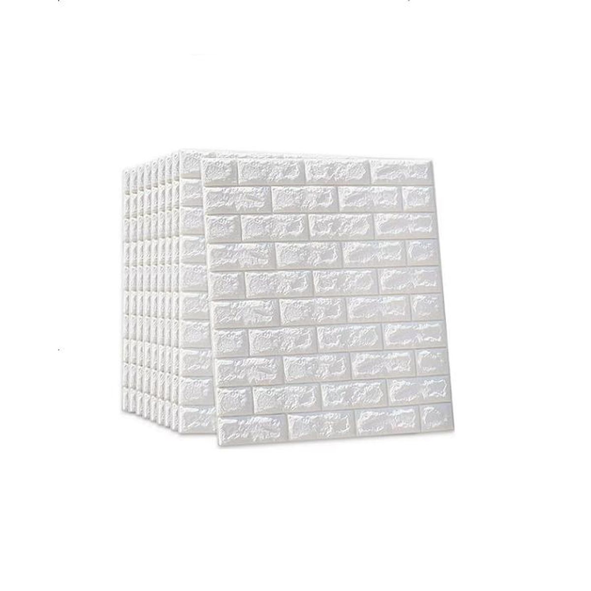GENERICO - Pack de 10 Láminas de Papel Mural 3D Ladrillo Blanco 77x70cm