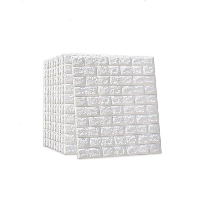GENERICO - Pack de 10 Láminas de Papel Mural 3D Ladrillo Blanco 77x70cm