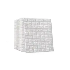 GENERICO - Pack de 10 Láminas de Papel Mural 3D Ladrillo Blanco 77x70cm