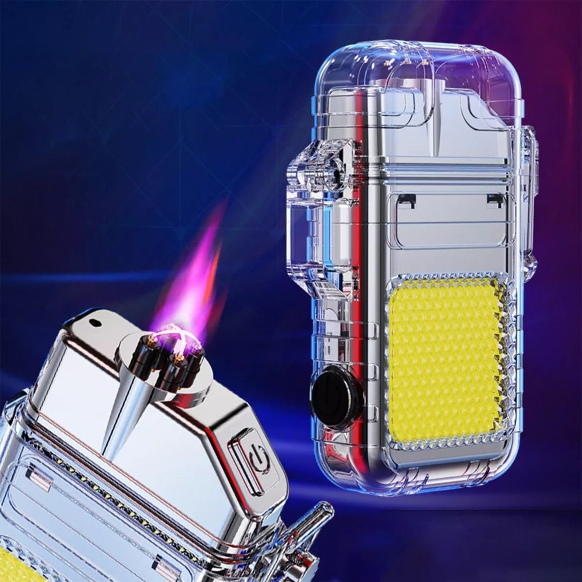 GENERICO - Linterna LLavero Potente Multifuncional K Encendedor Usb Gris