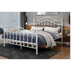 GENERICO - Cama Fierro Forjado Amadeus blanca 2 plazas,