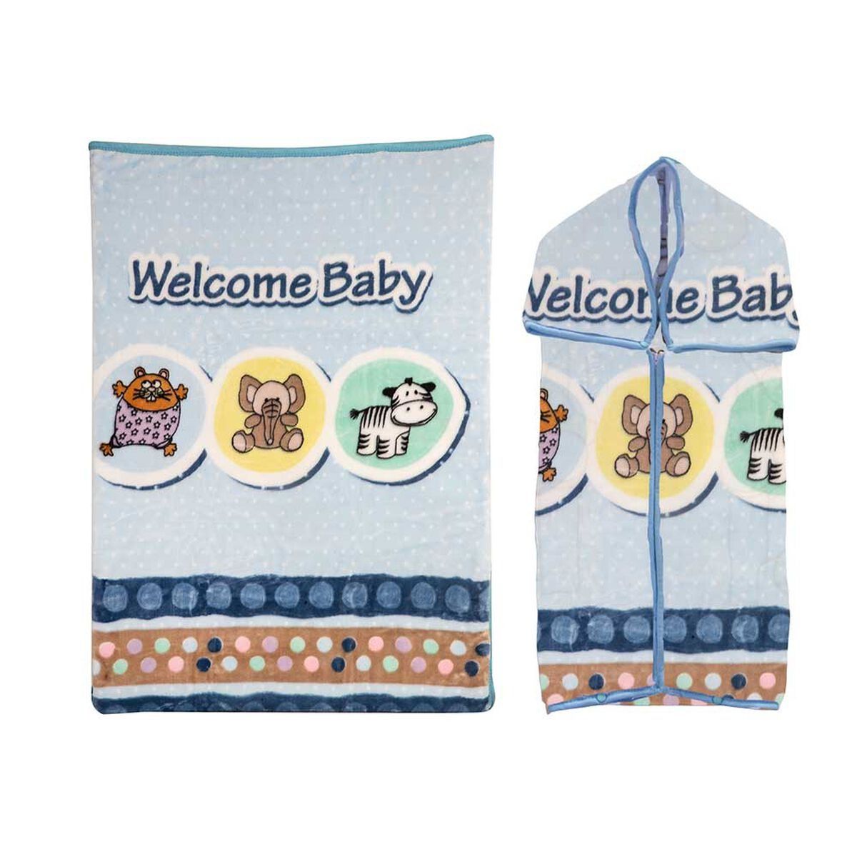 GENERICO - Saco Bebe Con Broche Animalistos Celeste Bebesit