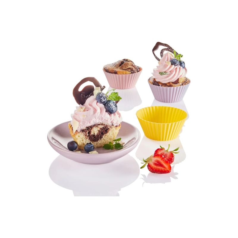 GENERICO - SET de 12 moldes  de silicona para cupcakes
