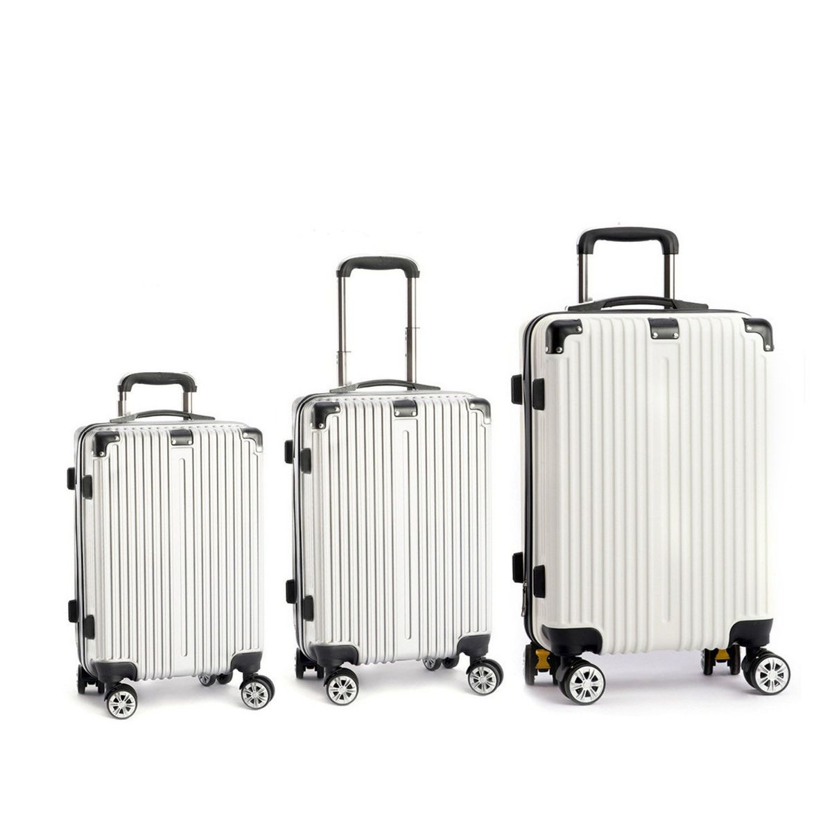 U BUY - Maletas De Viaje Set De 3 Maletas blanco plateado