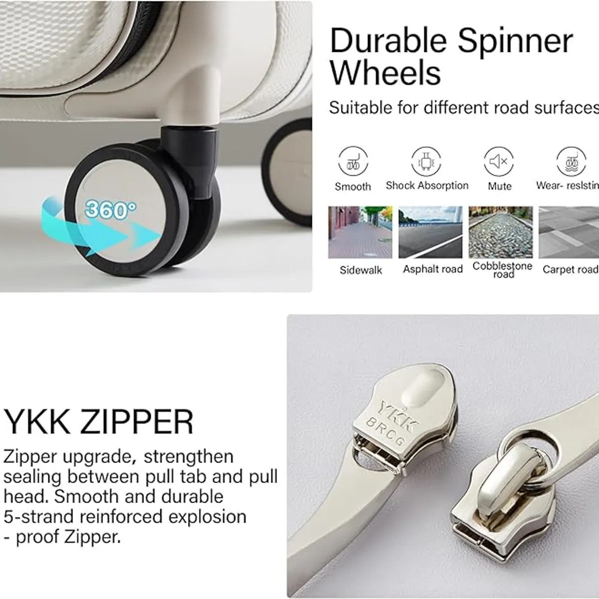 U BUY - Maletas De Viaje Set De 3 Maletas blanco plateado