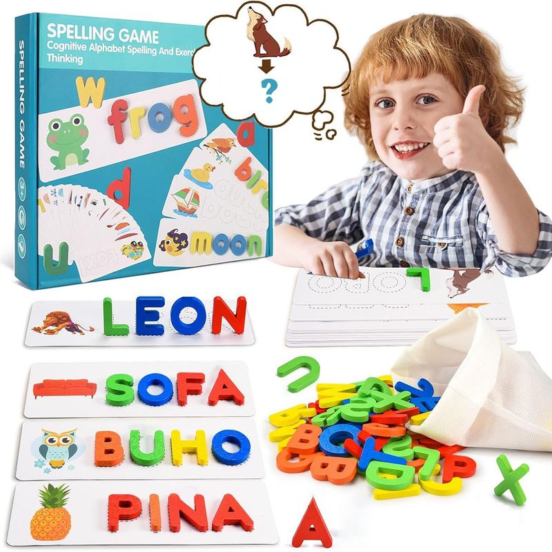GENERICO - Palabras Para Aprender Puzzle De Madera Para Niños Regalos