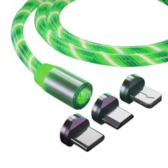 INVENCIBLE - CABLE USB MAGNÉTICO CARGA 3 EN 1 LED ROJO AP09
