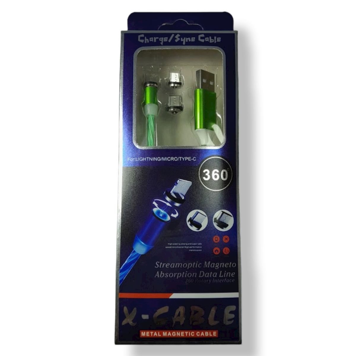 INVENCIBLE - CABLE USB MAGNÉTICO CARGA 3 EN 1 LED ROJO AP09