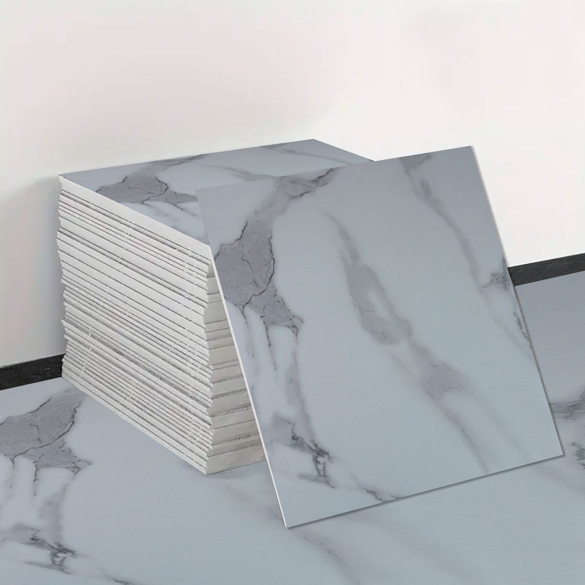 JOYTEK - Piso Autoadhesivo Vinílico Blanco Ice 1 Unidad de 60x60 cm - 15 mm