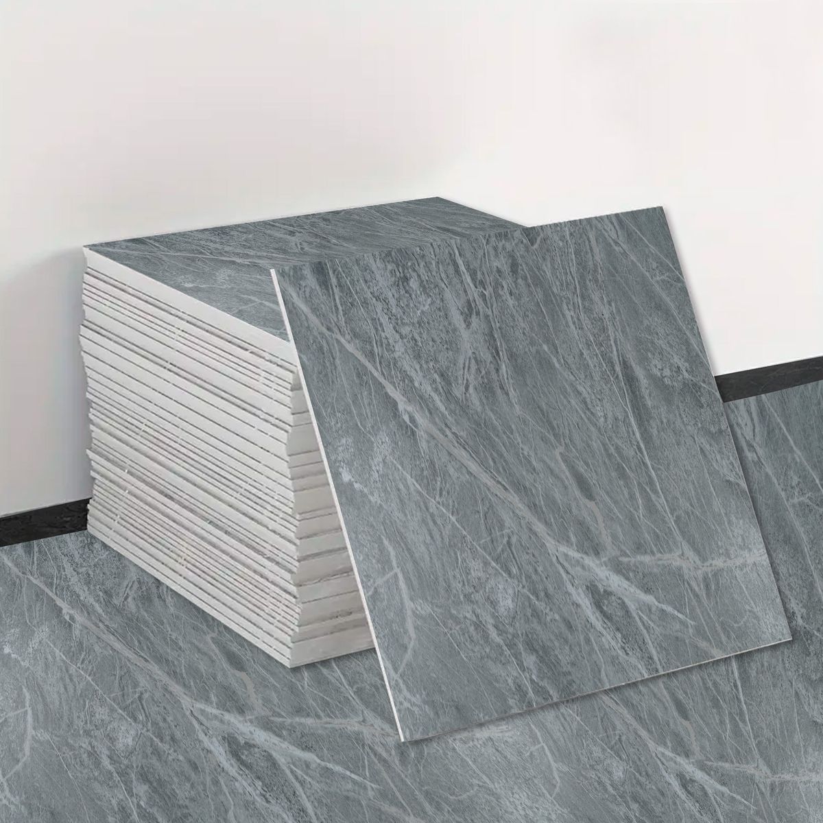 JOYTEK - Piso Autoadhesivo Vinílico Gris Mármol 1 Unidad de 60x60 cm - 15 mm