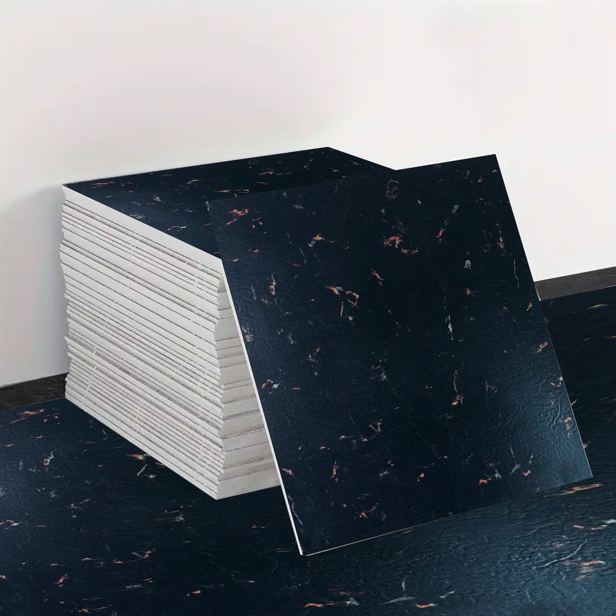 JOYTEK - Piso Autoadhesivo Vinílico Negro Raize 1 Unidad de 60x60 cm - 15 mm