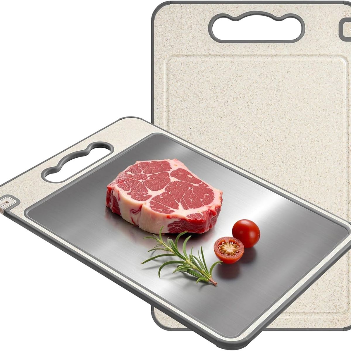 GENERICO - Tabla De Cortar Doble Cara Acero Inoxidable 30x46cm Cocina
