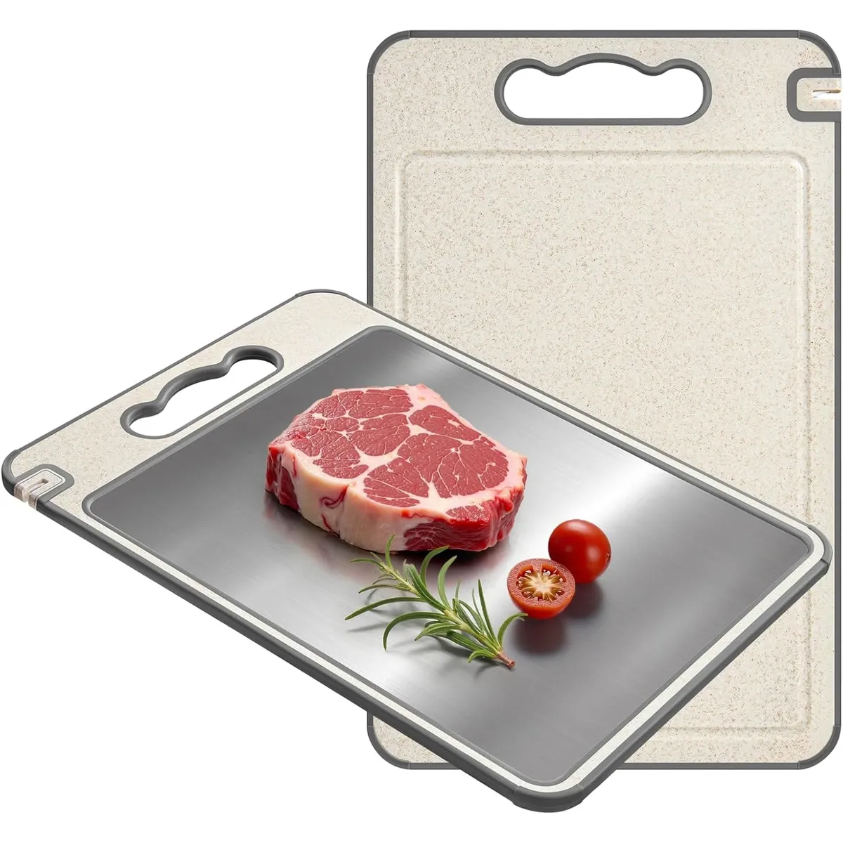 GENERICO - Tabla De Cortar Doble Cara Acero Inoxidable 30x46cm Cocina
