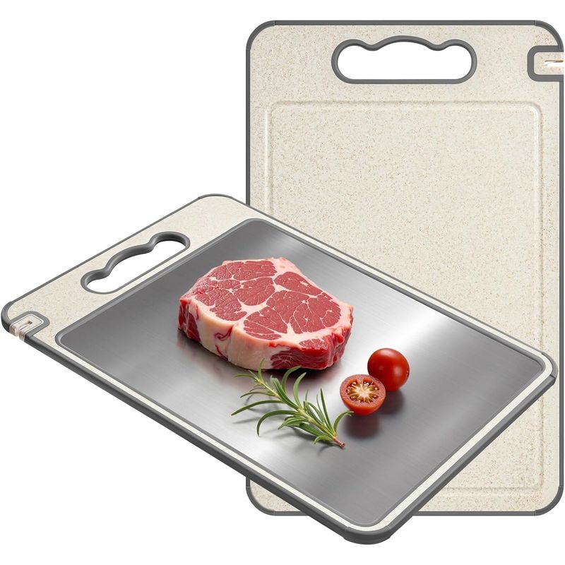 GENERICO - Tabla De Cortar Doble Cara Acero Inoxidable 30x46cm Cocina