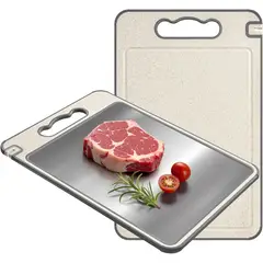 GENERICO - Tabla De Cortar Doble Cara Acero Inoxidable 30x46cm Cocina