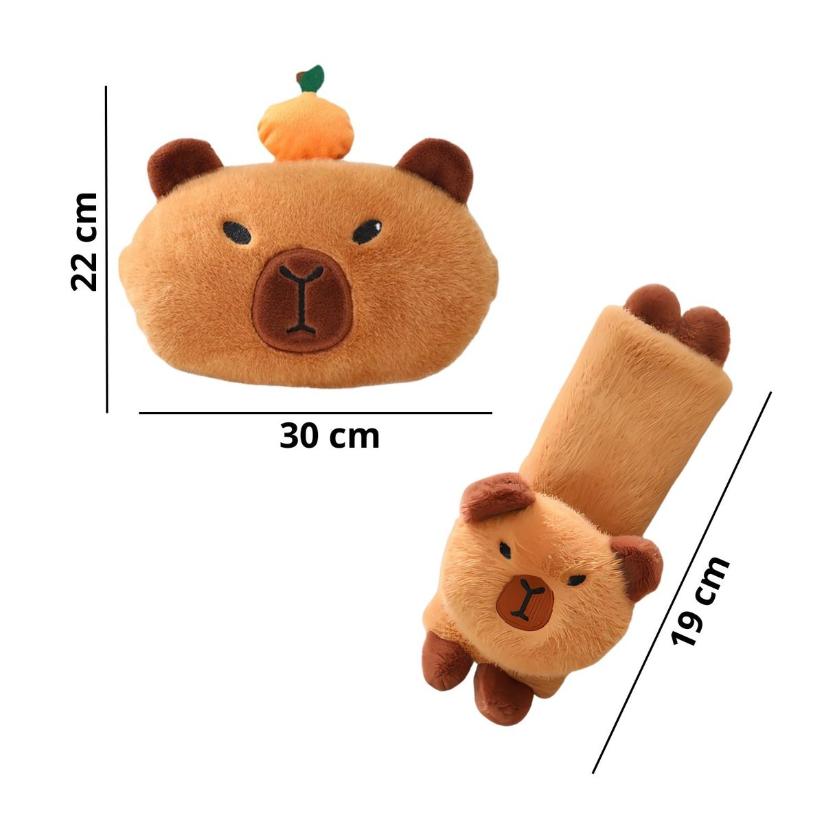 CRUSEC - Kit Reposacabezas y Protector Cinturon de Seguridad Capibara