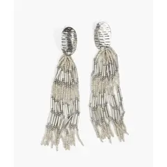 LOUNGE - Aros Mujer Mostacillas Plateadas Fiesta