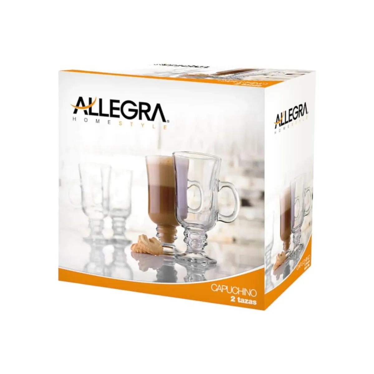 ALLEGRA - Set 2 Tazas de vidrio Café Cappuccino 230ml Allegra