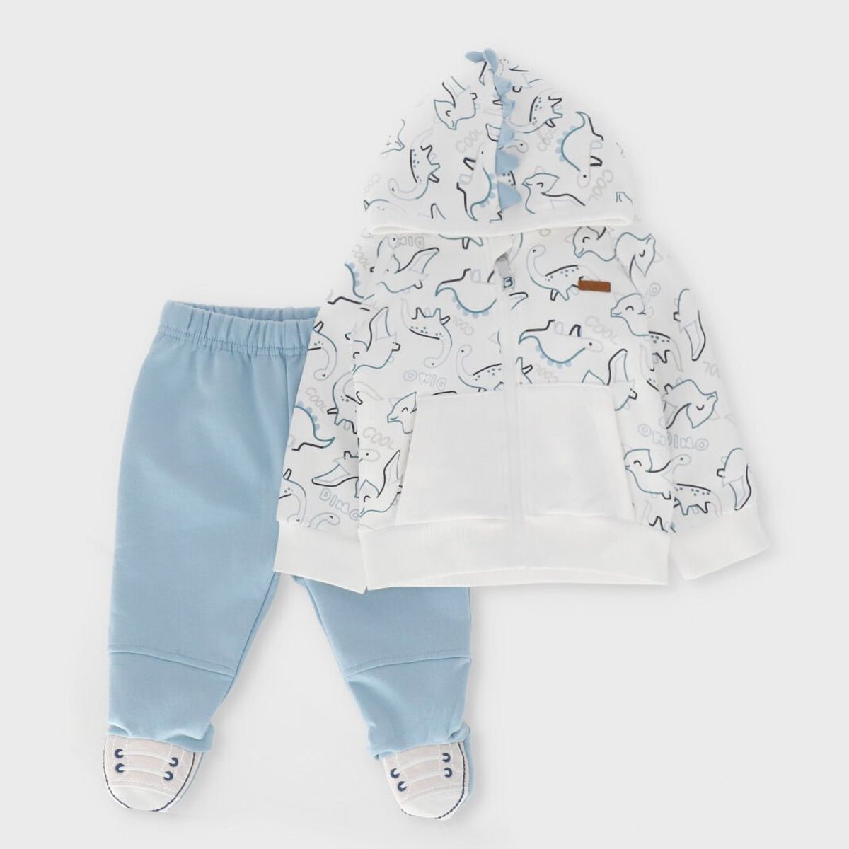 BLACK AND BLUE - Buzo recién nacido de dinosaurio blanco Black and Blue