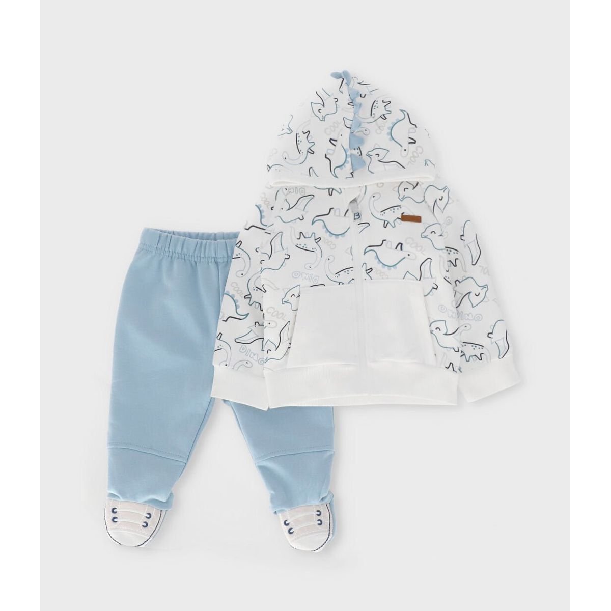 BLACK AND BLUE - Buzo recién nacido de dinosaurio blanco Black and Blue