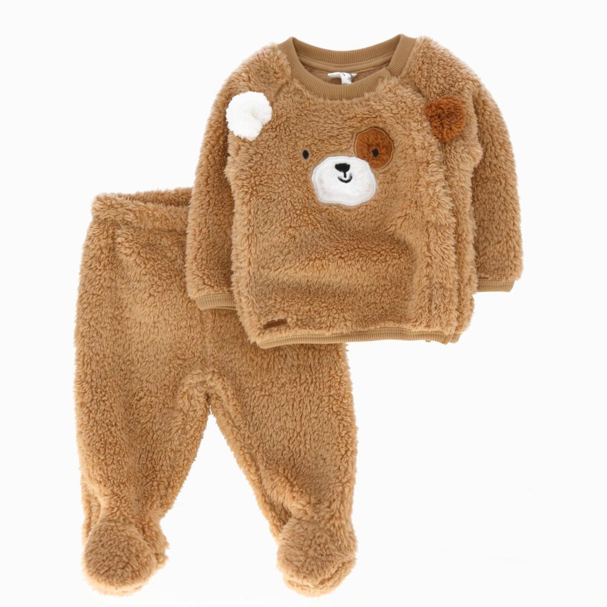 BLACK AND BLUE - Buzo recién nacido sherpa beige Black and Blue