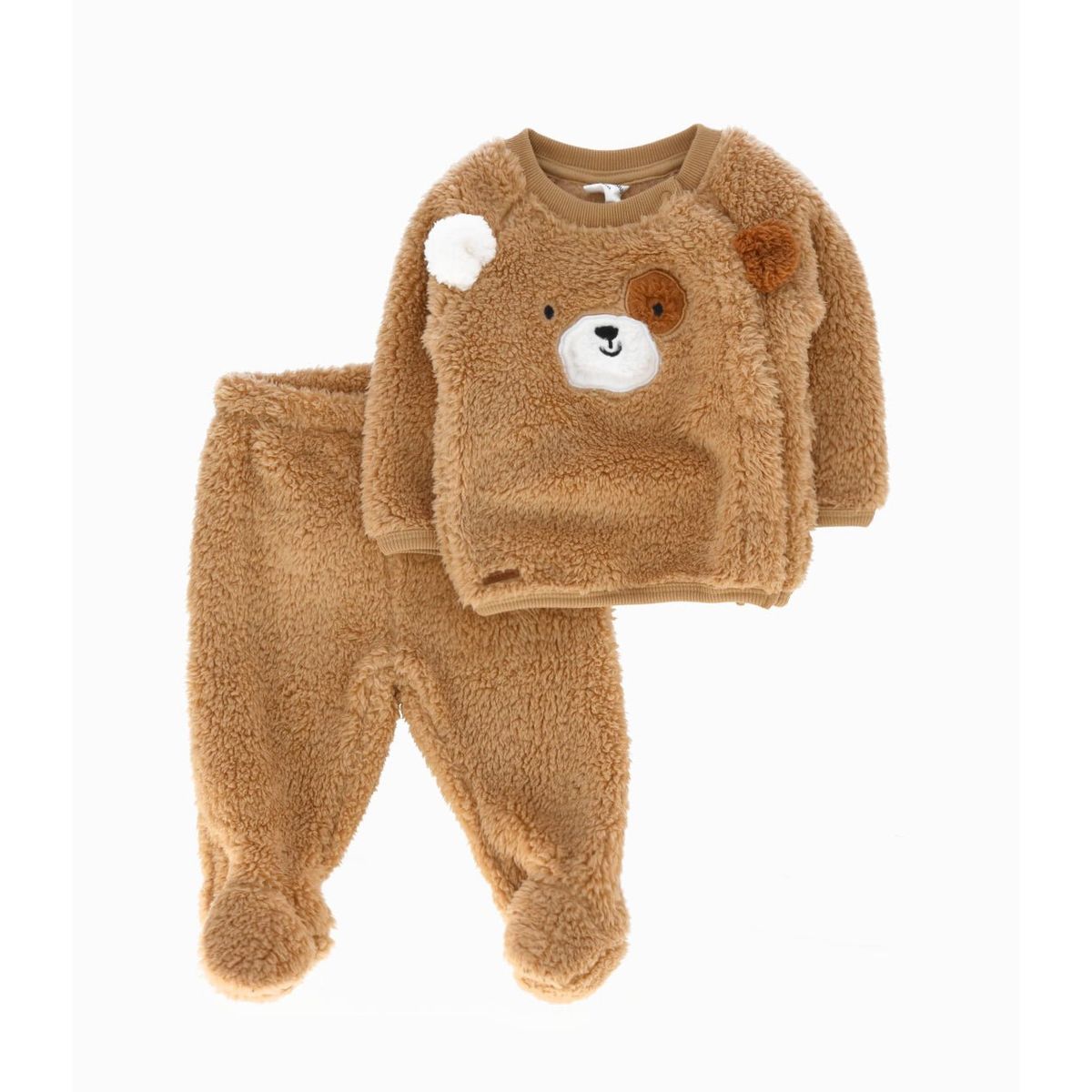 BLACK AND BLUE - Buzo recién nacido sherpa beige Black and Blue