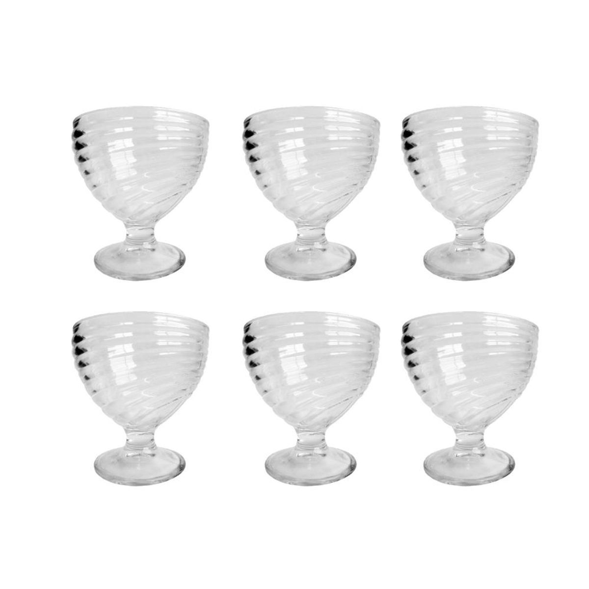 ALLEGRA - Set 6 Copas de Vidrio Texturizado para Helado 300ml Allegra