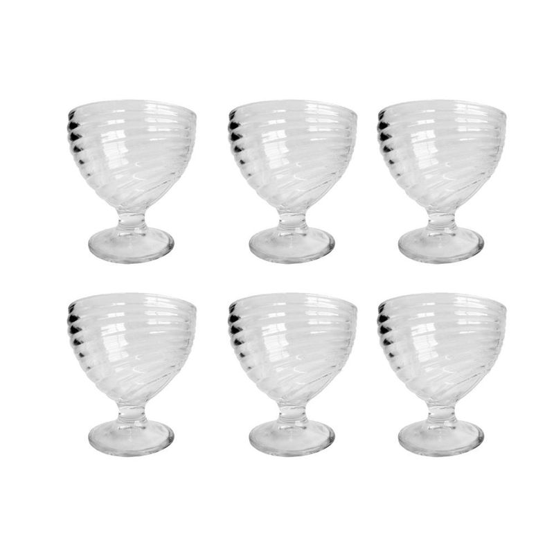 ALLEGRA - Set 6 Copas de Vidrio Texturizado para Helado 300ml Allegra
