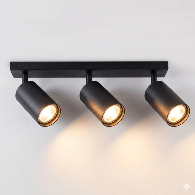 Aplique Porta Ampolleta Gu10 Negro de 3 Focos Luz Calida