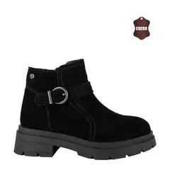 ALQUIMIA - Botin de Cuero Mujer Full Negro Rosie Negro