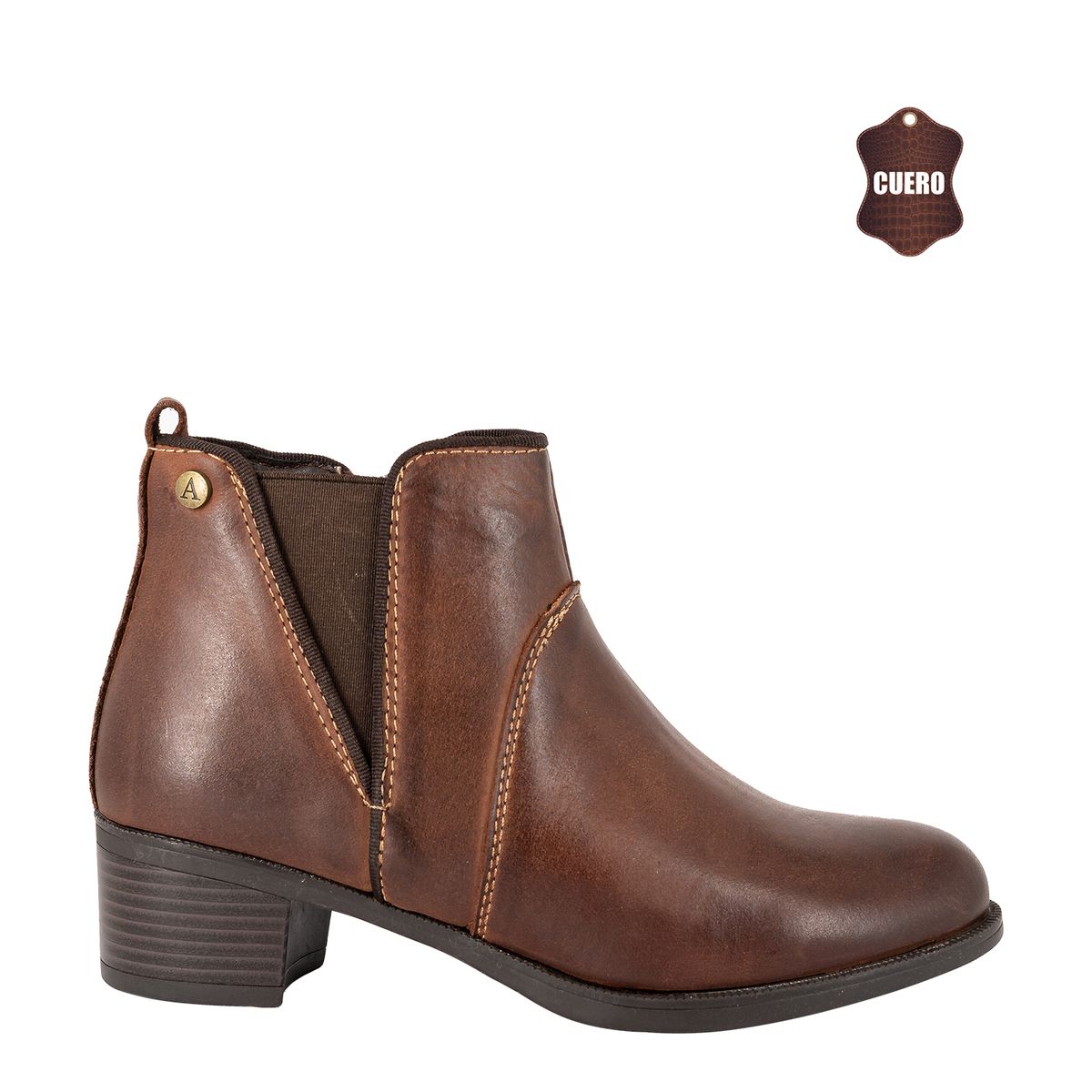 ALQUIMIA - Botin de Cuero Mujer Caramelo Lady Café Alquimia