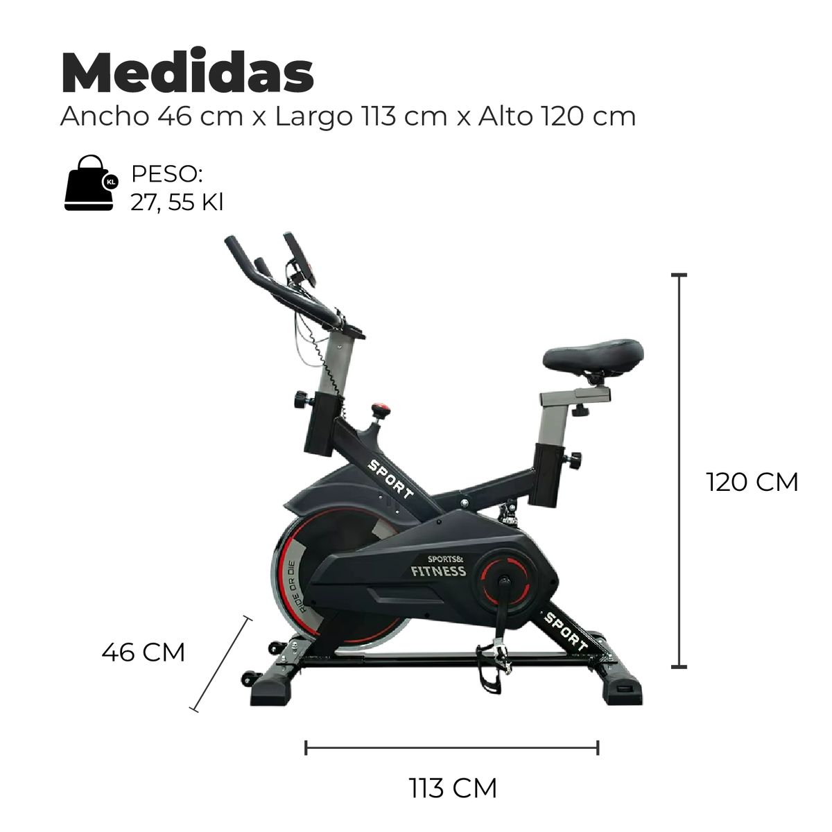 ALPHA - Bicicleta Spinning Profesional Q4 con Monitor
