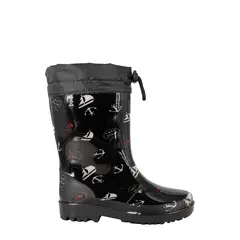 BAMBOO - Bota de Agua con Polar Niño Negro Zamio