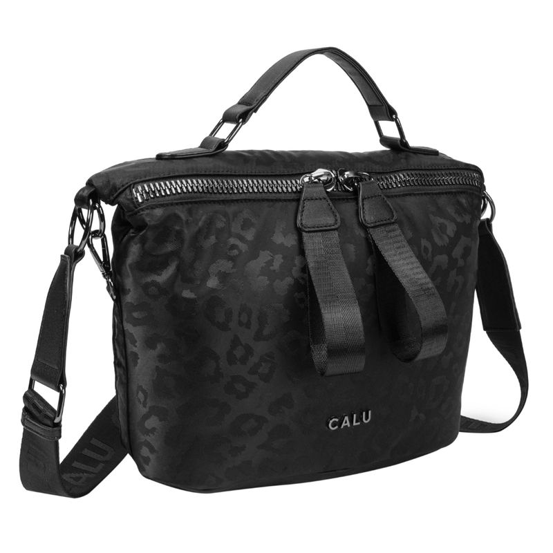 CALU - Cartera Simona Microfibra Leopardo Negro Calu