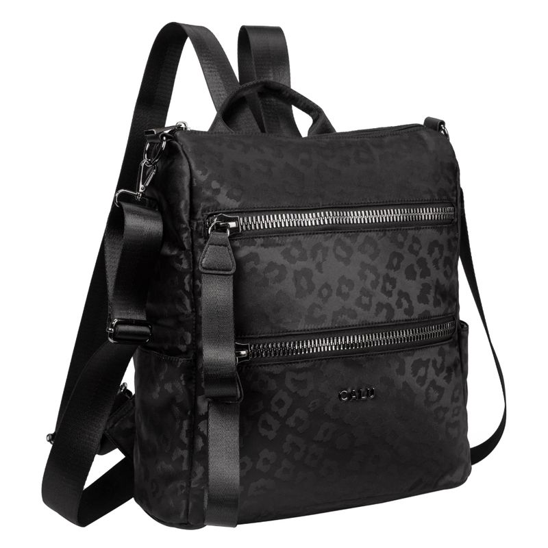 CALU - Mochila Cartera Belen Leopardo Negro Calu