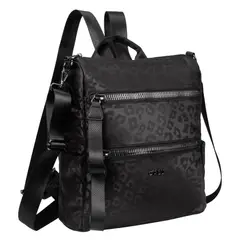 CALU - Mochila Cartera Belen Leopardo Negro