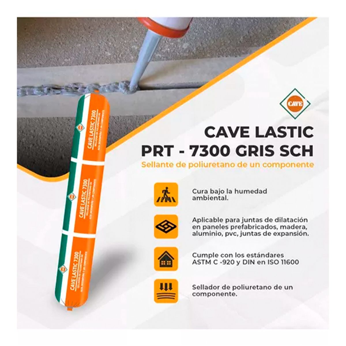 CAVE - CAVE LASTIC PRT 7300 Sello Alto Desempeño Gris Pate 600cc