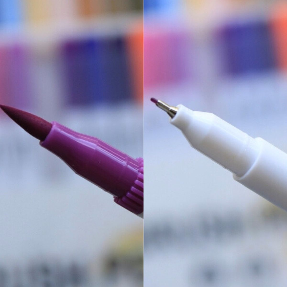 DUAL - Plumones Punta Doble 48 Colores Punta Pincel Y Tiralíneas