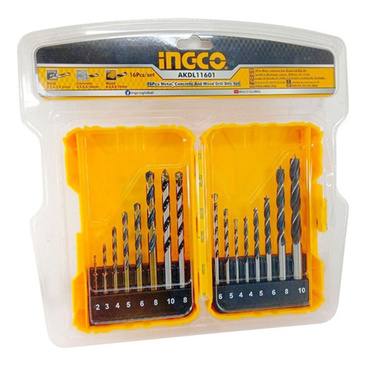 INGCO - Set De Brocas 16Pcs MetalConcretoMadera Ingco Akdl11601