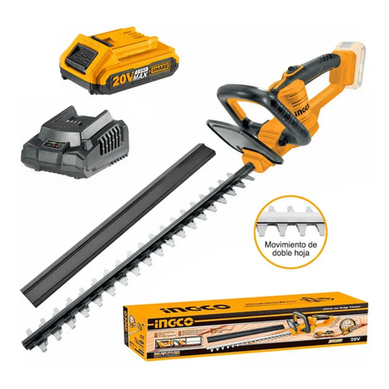 INGCO - Cortasetos Inalambrico + Bateria 2Ah Y Cargador Rapido 20V Ingco Ss Chtli20461