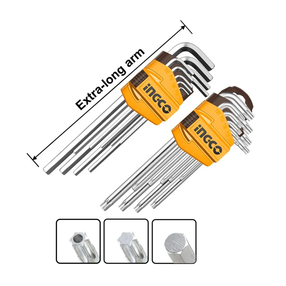 INGCO - Set Llaves Allen/Torx Industrial 18 Piezas 1.5-10Mm/T10-50 Ingco Hhkset0181