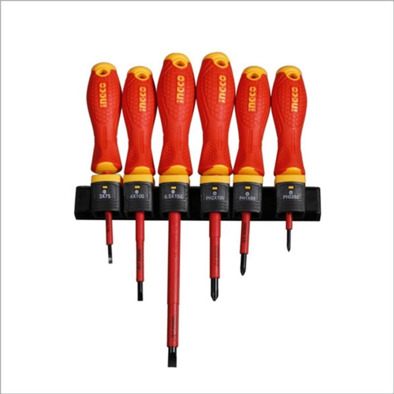 INGCO - Set Destornilladores Industrial Aislado Vde PhSl 6 Piezas Ingco Hkisd0608