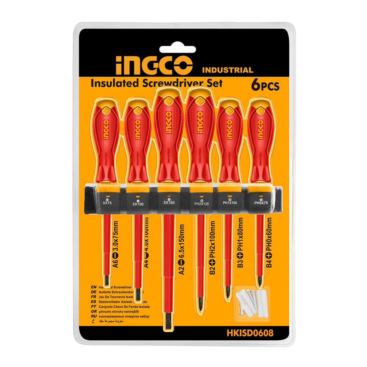 INGCO - Set Destornilladores Industrial Aislado Vde Ph/Sl 6 Piezas Ingco Hkisd0608