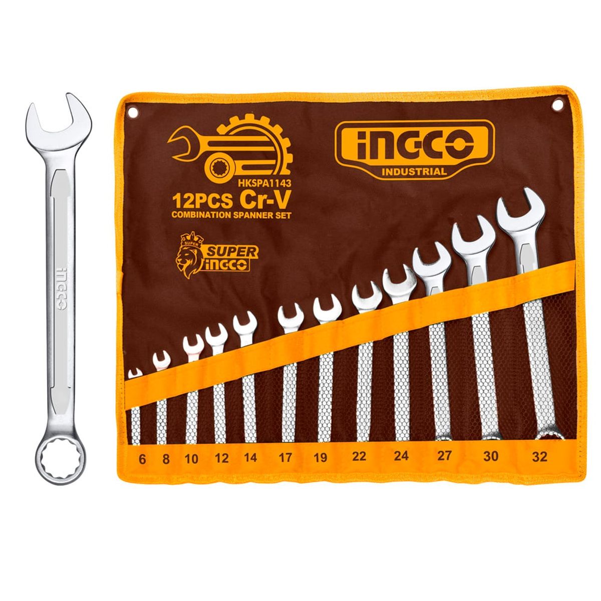 INGCO - Set Llaves Punta/Corona Industrial 12 Piezas 6-32Mm