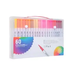 DUAL - Plumones Punta Doble 60 Colores Punta Pincel Y Tiralíneas
