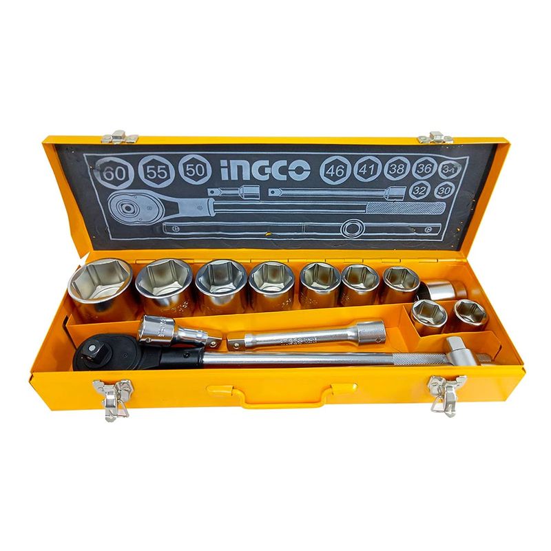 INGCO - Set Dados Y Chicharra Industrial 15 Piezas 34 Ingco Hkts034151