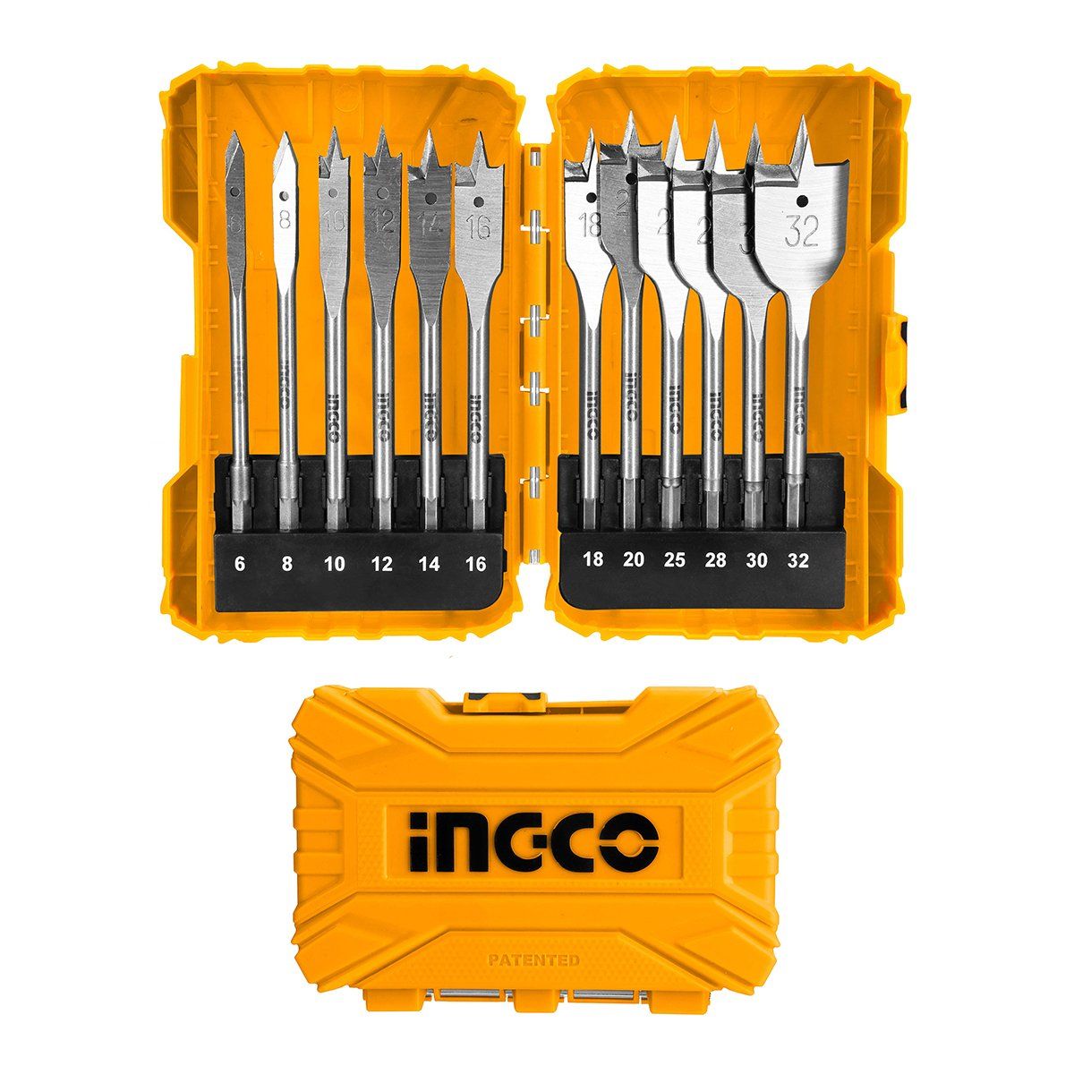 INGCO - Set De Brocas Planas Para Madera Industrial 12 Piezas 6-32Mm Ingco Akdl1201