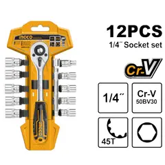 INGCO - Set Dados Y Chicharra Industrial 12 Piezas 14 Hkts14122