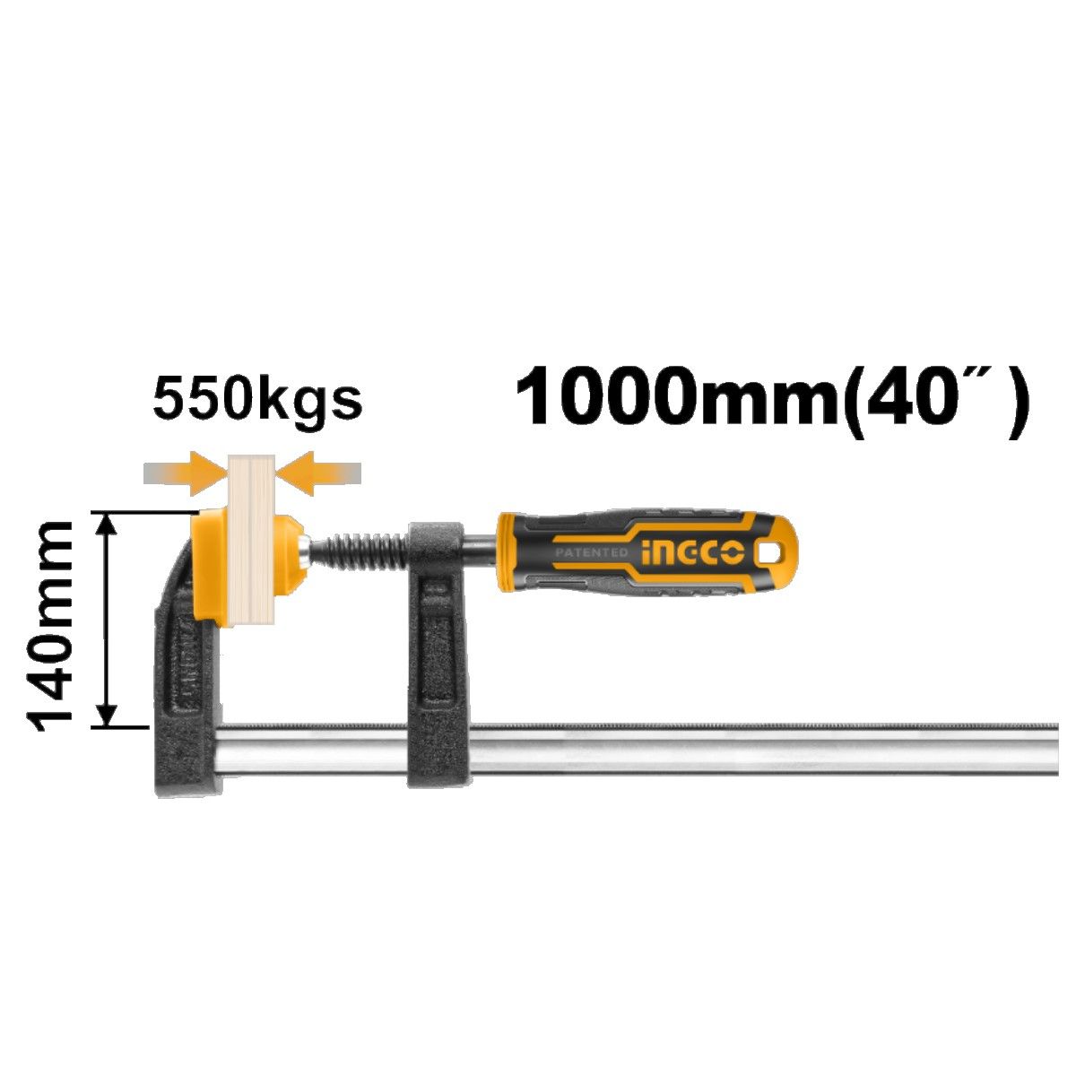 INGCO - Prensa Sargento En F Industrial 140X1000Mm Ingco Hfc021404